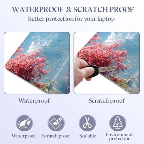 Universal Laptop Skin Sticker Decal,15.6 Inch Laptop Vinyl Cover for 13" 14" 15.6" Laptop,Scratch-Resistant Waterproof Protector Wrap,Reusable with Wrist Pads,Cherry Blossom Lake Village - color: Cherry Blossom Lake Village