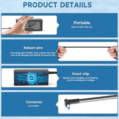 Syfrufo 45W 19.5V 2.31A Laptop Charger for HP Pavilion x360, Envy & EliteBook Series