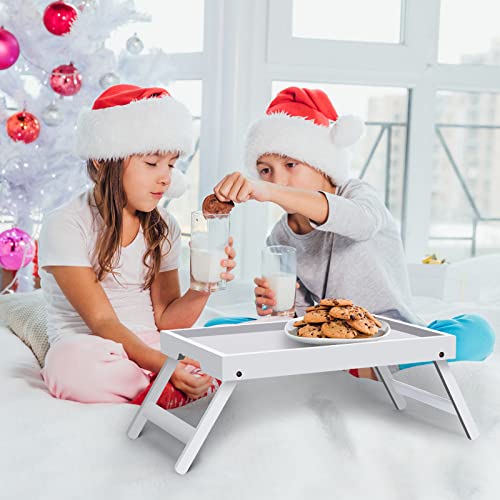Artmeer FSC 100% Bamboo Bed Trays, Medium, 2-Pack, White | Two FSC 100% bamboo bed trays with folding legs and handles for meals, reading, laptops and serving in bed. - color: White, size: Medium (Pack of 2)