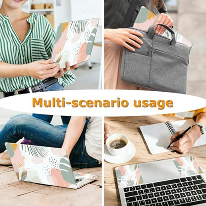 Universal Laptop Skin Sticker with 2 Wrist Pad Decals, 3-Piece Removable Vinyl Laptop Cover, Minimalist Art Flowers Waterproof Anti-Scratch, Easy-Trim Fit for 13.3" 14" 15.6" Laptops - color: Minimalist Art Flowers