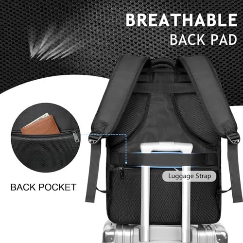 MATEIN Extra Large 45L Travel Backpack, Airline Approved 18 Inch Backpack | Shoe Compartment, Water Resistant, College Luggage Backpack, Casual Daypack, Overnight Weekender Travel Bag, Black - color: Black, size: XX-Large