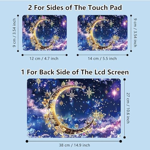 Universal Laptop Skin Sticker with 2 Wrist Pad Skins, Waterproof Scratch Resistant Vinyl Laptop Cover Decal, Cut to Fit for 11–15.6 Inch MacBook HP Dell Lenovo, Art Moon - color: Art Moon