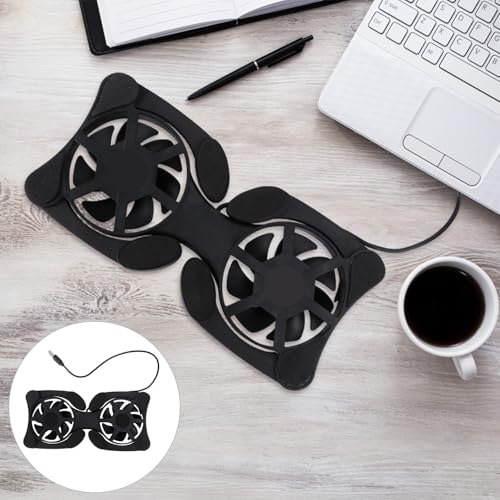 Kisangel Portable Foldable Laptop Cooler and USB Cooling Stand with Dual Fans for Notebook Computers, Black, Suitable for Gaming and Office Use