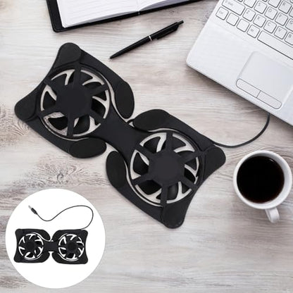Kisangel Portable Foldable Laptop Cooler and USB Cooling Stand with Dual Fans for Notebook Computers, Black, Suitable for Gaming and Office Use