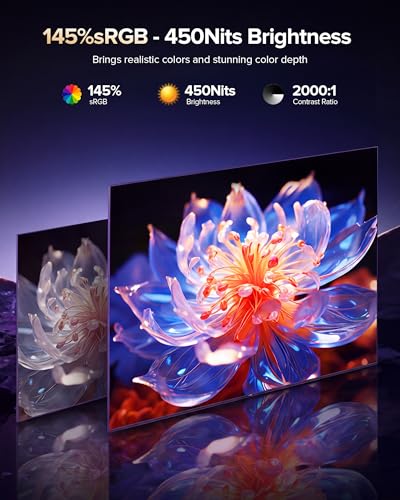 Newsoul 23.8'' Portable Monitor 144Hz Gaming Monitor, 145% sRGB | 2000:1 | FreeSync Built-in Adjustable Stand, Speaker and VESA, USB-C HDMI Large Second Screen for Laptop, Mac-Book, PC, Game Console - size: 23.8-inch