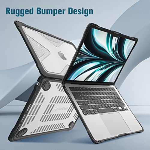 Fintie Case for MacBook Air 13.6 Inch A3449 A3240 A3113 A2681 (2022 2023 2024 2025 2026 Release) - Heavy Duty Rugged Hard Shell Case Cover for MacBook Air 13 Inch M2 M3 M4 M5 Chip, Clear - color: Clear