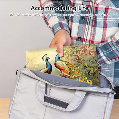 Universal Laptop Skin Sticker with 2 Wrist Pad Skins, Waterproof Scratch Resistant Vinyl Laptop Cover Decal, Cut to Fit for 11–15.6 Inch MacBook HP Dell Lenovo, Peacock - color: Peacock