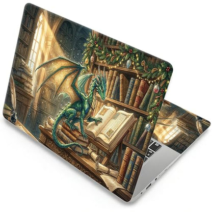 Universal Laptop Skin, DIY Cut-to-Fit Vinyl Cover Compatible with HP, Dell, Lenovo, Mac (13.3" to 15.6"), Anti-Scratch, No Residue & Bubble-Free Protective Decal Sticker, Dragon Reading Book - color: Dragon Reading Book