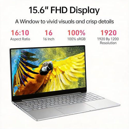 2026 New 15.6'' Laptop Windows 11, 1TB SSD, 16GB RAM, Intel Core i3-6100U, 1080p FHD IPS Display, Backlit Keyboard, Fingerprint, WiFi5, Mini-HDMI, USB3.2 Gen1, TF Card Slot, for Business, Study, Work