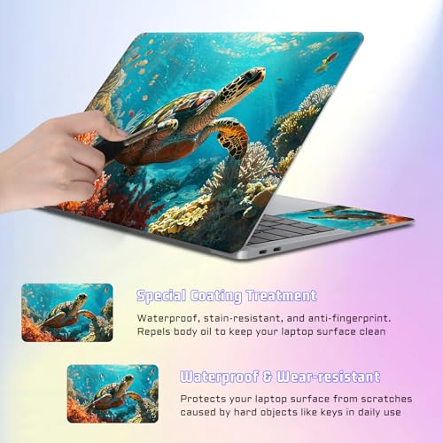 Universal Laptop Skin Sticker Decal, Compatible with MacBook HP Dell Lenovo 12"-15.6", Reusable Vinyl Notebook Cover 3PCS Set, High-Recognition Film-Sea Turtle - color: Sea Turtle