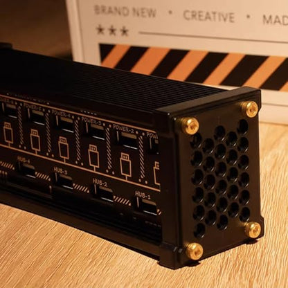 6 Ports USB Switcher, Cyberpunk USB Docking Station, with Independent Control Button, Voice Control Function, Data Transmission, for Phones, Tablets, and Gadgets