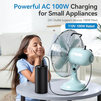 Portable Power Station With AC Outlet, 27000mAh Battery, 100W AC, 65W PD | Compact Portable Power For Camping, Travel, Home Backup And Outdoor Activities With 4 Charging Ports