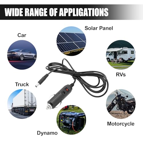 12V Car Charger Adapter, Car Cigarette Lighter Male Plug to DC Connector, Power Cable Compatible with Neck Back Massage Cushions/Portable DVD Players/Cars Refrigerators/Cameras (1PC) - size: 1PC