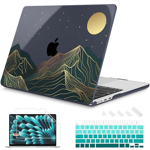 Mektron for 2026/2025/2024/2023 MacBook Air 15 INCH M5 A3448 /M4 A3241 /M3 A3114 /M2 A2941 Case, Printed Plastic Hard Shell Cover with 15.3" Liquid Retina Display Touch ID, Abstract Mountain C112 - color: Abstract Mountain C112