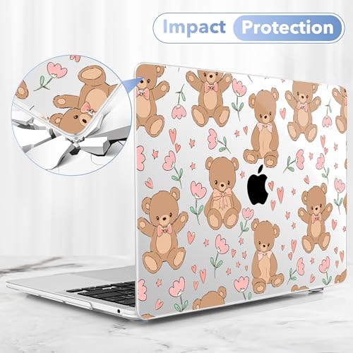 May Chen Case for MacBook Pro 13 inch M2 2023,2022,2021,2020 A2338 M1 A2251 A2289, Plastic Hard Shell Cover for MacBook Pro 13" with Touch Bar Fits Touch ID, Cute Teddy Bear - color: Cute teddy bear
