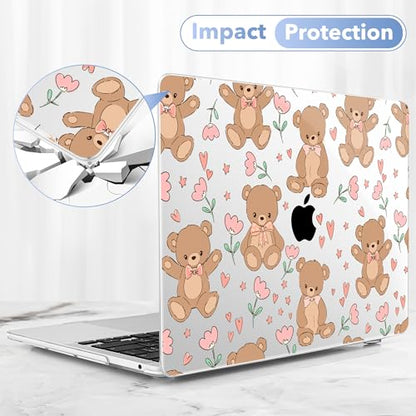 May Chen Case for MacBook Pro 13 inch M2 2023,2022,2021,2020 A2338 M1 A2251 A2289, Plastic Hard Shell Cover for MacBook Pro 13" with Touch Bar Fits Touch ID, Cute Teddy Bear - color: Cute teddy bear