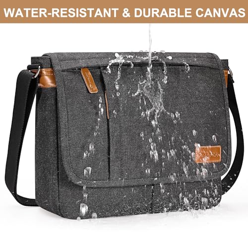 Estarer Messenger Bags for Men 13-13.3 Inch Laptop Briefcase Water Resistant Canvas Bag for Work/Office/Commute Small Shoulder Crossbody Laptop Satchel