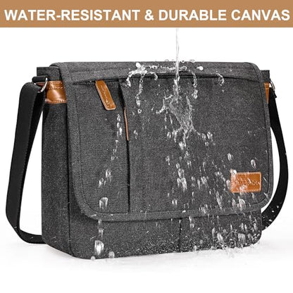 Estarer Messenger Bags for Men 13-13.3 Inch Laptop Briefcase Water Resistant Canvas Bag for Work/Office/Commute Small Shoulder Crossbody Laptop Satchel