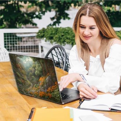 Laptop Skin Sticker Decal, Universal Reusable Vinyl Laptop Cover for 12" 13" 13.3" 14" 15" 15.4" 15.6" Notebook PC, Waterproof Scratch-Resistant with 2 Wrist Pads, Easy to Apply & Remove,Forest Art - color: Forest Art