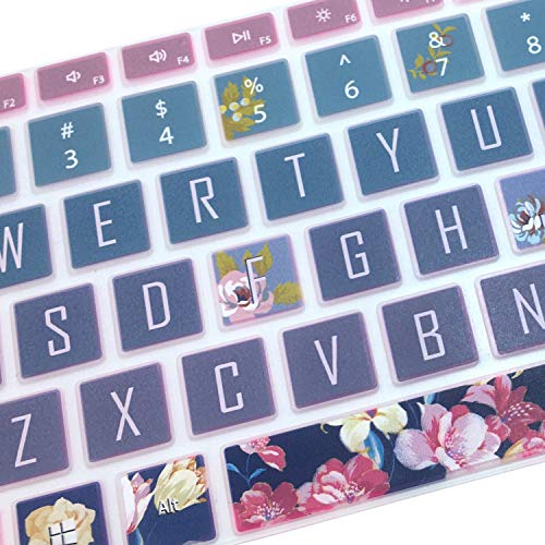 Protective Keyboard Cover Skin for Microsoft Surface Laptop Go 12.4" Touchscreen 2020 Release, Flower and Big Letter Designs, Red Flower - color: Red Flower