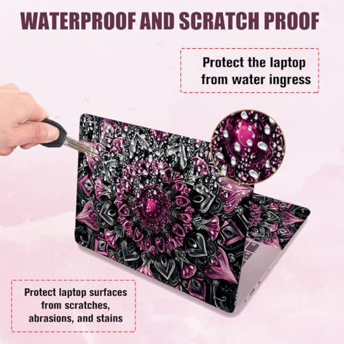 PLIGREAT 15 Inches Laptop Decal Sticker Skin Cover, Dark Mandala Laptop Sticker Decals Fits 12" to 15" Laptops Universal Waterproof Removable, Purple Grey - color: Purple Grey