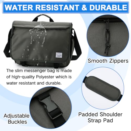 VASCHY Messenger Bag for Men,Water Resistant Casual Satchel Briefcase Fashion Laptop Work Bag Crossbody Shoulder Handbag for Women College Campus Gray - color: Gray