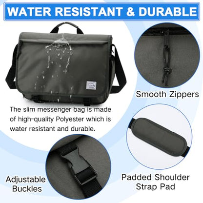 VASCHY Messenger Bag for Men,Water Resistant Casual Satchel Briefcase Fashion Laptop Work Bag Crossbody Shoulder Handbag for Women College Campus Gray - color: Gray