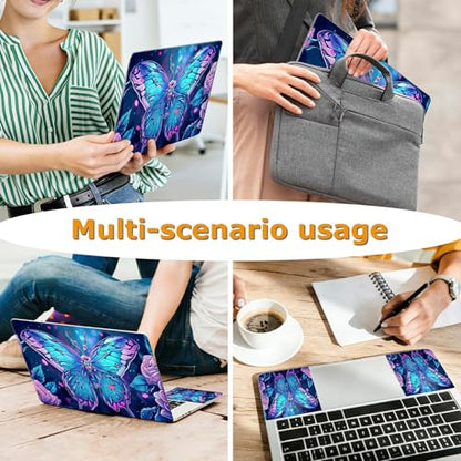 Universal Laptop Skin Sticker with 2 Wrist Pad Decals, 3-Piece Removable Vinyl Laptop Cover, Art Butterfly Waterproof Anti-Scratch, Easy-Trim Fit for 13.3" 14" 15.6" Laptops - color: Art Butterfly