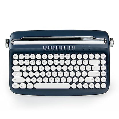 YUNZII ACTTO B303 Wireless Typewriter Keyboard, Bluetooth Connection, Cute Retro Aesthetic Design with Integrated Stand for Tablet, Phone, PC and Win/Mac/Android (B303, Midnight) - style: Midnight