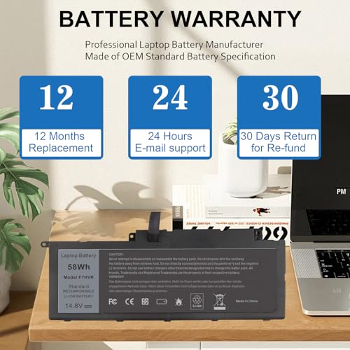 BND F7HVR Laptop Battery Replacement for Dell Inspiron 17 7737 7746 15 7537 5545 Series Ins15HD-2528 Ins15HD-1528 Ins15HD-1828T G4YJM 062VNH T2T3J Battery 14.8V 58Wh