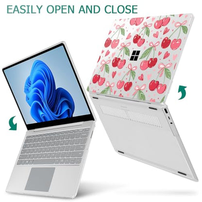 Case for Surface Laptop 5/4/3 13.5", Cherries & Pink Bows | Hard Shell Case with Keyboard Cover & Screen Protector. Fits Surface Laptop 5/4/3 13.5" Metal Palm Rest Models 1951/1868. - color: Cherries & Pink Bows