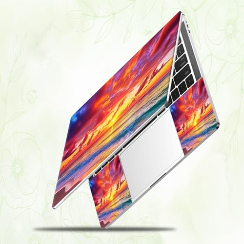Laptop Skin Sticker Decal, Universal Reusable Vinyl Laptop Cover for 12" 13" 13.3" 14" 15" 15.4" 15.6" Notebook PC, Reusable Waterproof Scratch-Resistant with 2 Wrist Pads,Beach Sandbeach - color: Beach Sandbeach
