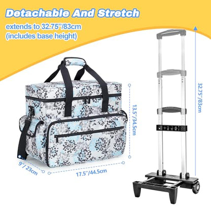 Teamoy Rolling Scrapbook Tote, Craft Bag with Detachable Wheels, Dandelion | Scrapbook Storage Bag with Bottom Wooden Pad, 2 detachable zipper pouches, Shoulder Straps for Paper, Ablum - color: Dandelion
