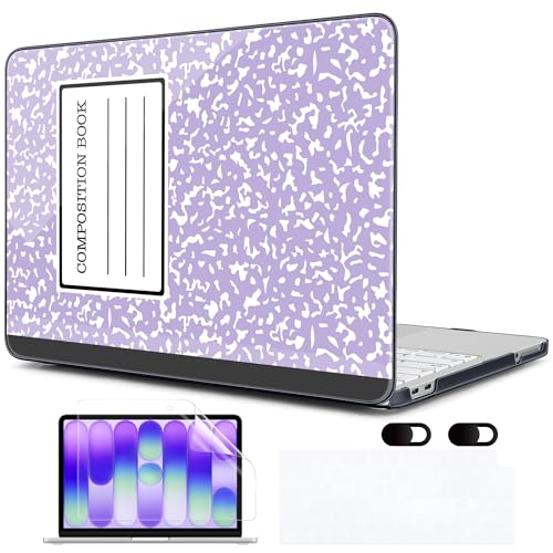 MEEgoodo Printed Case for New MacBook Neo 13 inch 2026 Release(Fit Model A3404), Laptop Hard Shell Cases with Keyboard Skin & Screen Protector & Webcam Covers, Composition Book Purple - color: Composition Book Purple