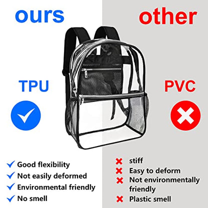 Clear Backpack Heavy Duty TPU Transparent Backpack for Sports,Work,Security Travel.… - color: Clear