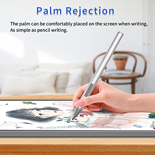 Stylus Pen for HP Envy X360 Pavilion X360 Specter X360 Spectre X2 Envy X2 Rechargeable MPP 2.0 Tilt Active Pen with 4096 Pressure Sensitivity, Palm Rejection, Magnetic Attachment Function, Silver