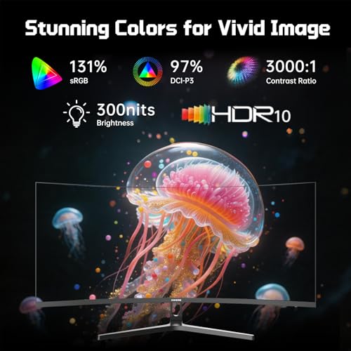 Hikers 34 Inch UWQHD 240Hz Curved Gaming Monitor, Curved Ultrawide Computer Monitor with 2×HDMI 2.1 & 2×DP 1.4, 21:9 PIP/PBP Fast VA, 131% sRGB AI Crosshair (G34H1Q Pro, Includes One HDMI 2.1 Cable) - size: 34