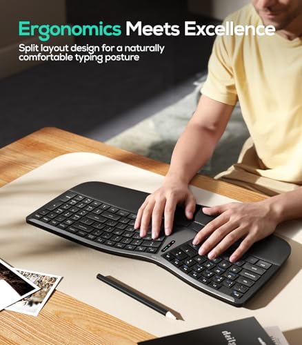 Nulea RT07B Wireless Ergonomic Split Keyboard, Wrist Rest, Natural Typing, Bluetooth and USB Connectivity, USB-C Rechargeable,Compatible with Windows Mac (Silver Black) - color: A-Silver Black