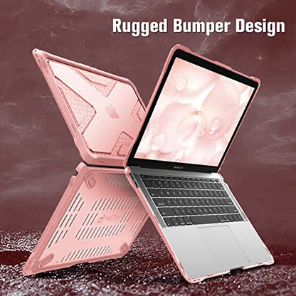 Fintie Case for MacBook Air 13 Inch A2337 (M1) / A2179 / A1932 (2018-2021 2022 Release) - Heavy Duty Hard Shell Cover with TPU Bumper for MacBook Air 13 Retina Display with Touch ID, Rose Gold - color: Rose Gold