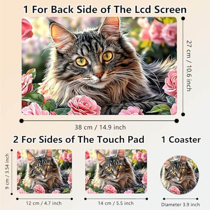 Laptop Skin Sticker Decal 15.6 Inch,12 13 13.3 14 15 15.6 in Laptop Netbook Skins for Notebook,Art Decal Removable Waterproof Scratch Resistant,Universal Vinyl Cover,Cute Cat Flower - color: Cute Cat Flower