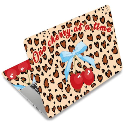SUPERDANT Cherry Laptop Skin Sticker Decal Leopard Heart Shape Universal Laptops Notebook Skin Sticker for 12 13 13.3 14 15 15.4 15.6 Inches Vinyl Laptop Cover Stickers Notebook Protector