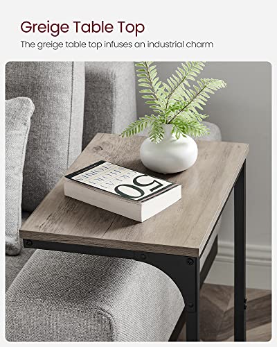 VASAGLE C-Shaped End Table, Side Table for Sofa, Couch Table with Metal Frame, Small TV Tray Table for Living Room, Bedroom, Greige and Black ULET353B02 - color: Greige + Black