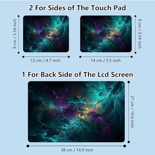 Universal Laptop Skin Sticker with 2 Wrist Pad Skins, Waterproof Scratch Resistant Vinyl Laptop Cover Decal, Cut to Fit for 11–15.6 Inch MacBook HP Dell Lenovo, Galaxy Clouds - color: Galaxy Clouds