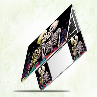 Laptop Skin Sticker Decal, Universal Reusable Vinyl Laptop Cover for 12" 13" 13.3" 14" 15" 15.4" 15.6" Notebook PC, Reusable Waterproof Scratch-Resistant with 2 Wrist Pads,Human Skeleton Skull - color: Human Skeleton Skull