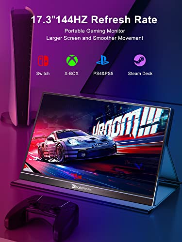 MAGICRAVEN Portable Gaming Monitor, USB-C HDMI Laptop Screen Extender, Second Display for Console with Built-in Speakers, Works with PS5, Xbox, Switch, Ideal for Travel Home Office - 17.2"