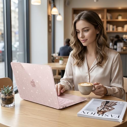 Batianda StarryMist Case for MacBook Neo 13 Inch 2026, Starry Pink | 4-in-1 Bundle Subtle Glitter Mist Finish, Slim Lightweight Shell, Everyday Protection for MacBook Neo 13 Inch Model A3404 - color: Glitter‌ Starlight