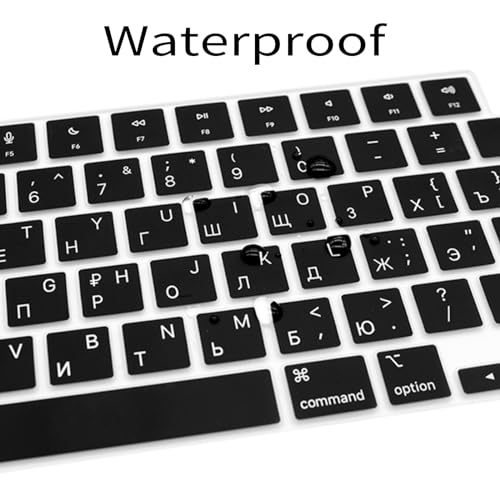 HRH Russian Keyboard Cover for MacBook Air 13”15"(M5-M2)&Pro 14”16"(M5-M1) | EU,Black,Silicone Protective Skin,2026-2021,A2442 A3428,Neo 13"A18,Precise Fit,Dust Proof,Waterproof,Durable,Laptop Accessory - color: Russian new