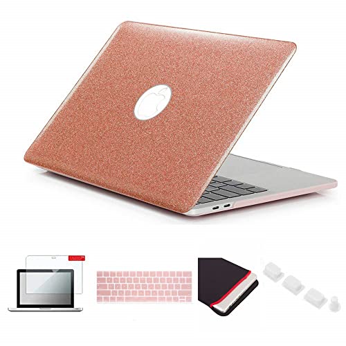 Se7enline Compatible with MacBook Pro 13 inch Case A1706/A1989/A2159 Glitter Bling Cover for Mac Pro 13 Touch Bar 2016-2019&Sleeve&Keyboard Cover&Screen Protector&Dust Plug, Shining Rose Gold - color: Glitter Rose Gold, size: 13 inch (2016-2019 Version)