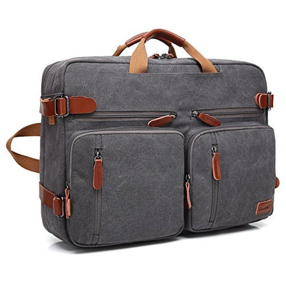 CoolBELL Convertible Backpack Messenger Shoulder bag Laptop Case Handbag Business Briefcase Multi-functional Travel Rucksack Fits 15.6 Inch Laptop For Men/Women (Cancas Dark Grey) - color: Dark Grey, size: 15.6 Inches