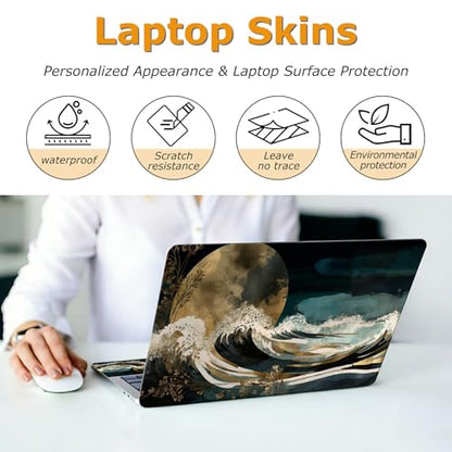 Universal Laptop Skin Sticker with 2 Wrist Pad Decals, 3-Piece Removable Vinyl Laptop Cover, Deep Tea Color Waterproof Anti-Scratch, Easy-Trim Fit for 13.3" 14" 15.6" Laptops - color: Deep Tea Color